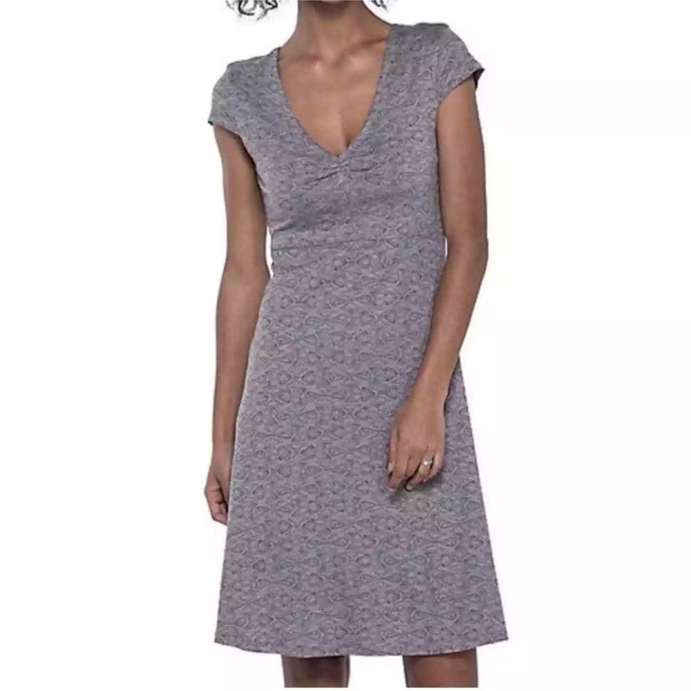 Toad & Co Taupe Allover Geometric Print Short Sleeve Rosemarie Dress Size XS